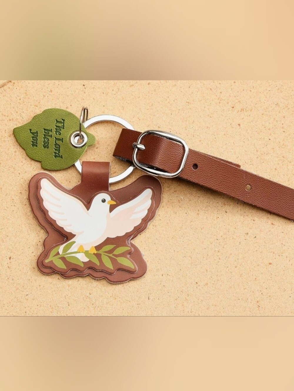 Dove Of Peace PU Leather Bag charm Keychain